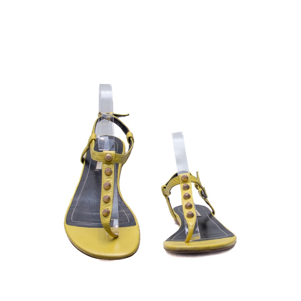Balenciaga Arena T-Strap Yellow Leather Studded Sandals –‎ EU 39 / UK 6 / US 9